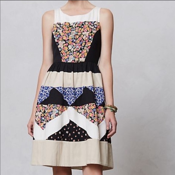 Anthropologie patchwork quilt full skirt dress (gg - Picture 3 of 10